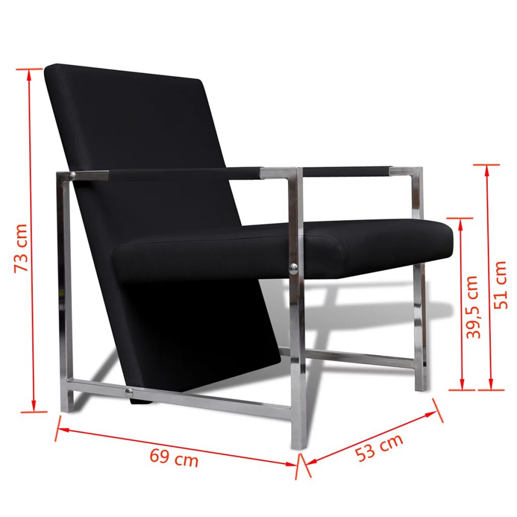 vidaXL Sillones 2 unidades estructura cromada cuero sintético negro