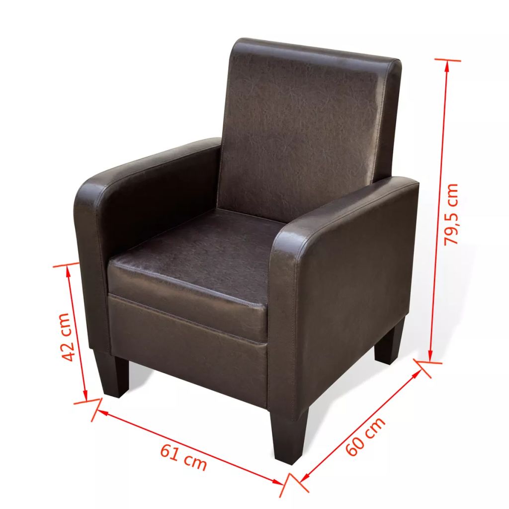 vidaXL Sillón de cuero sintético marrón