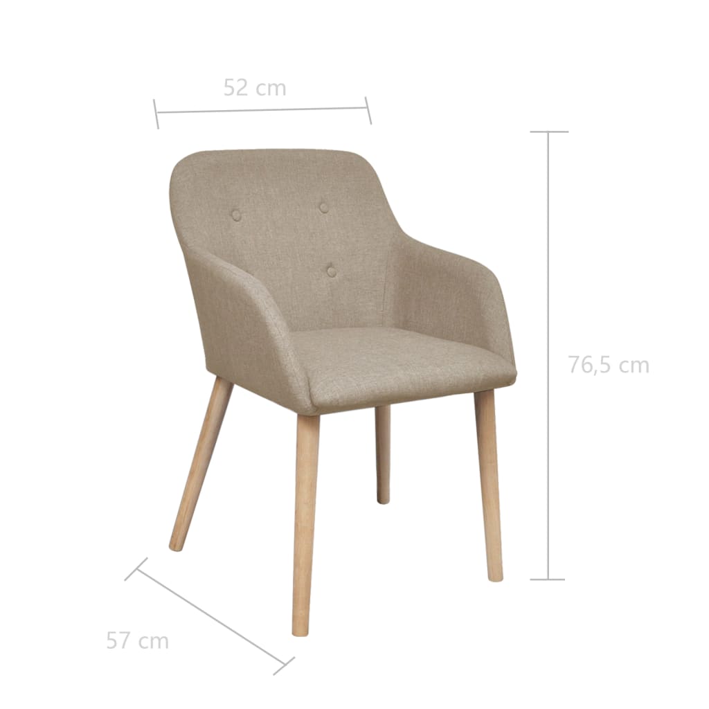 vidaXL Sillas de comedor 2 uds tela y madera maciza de roble beige