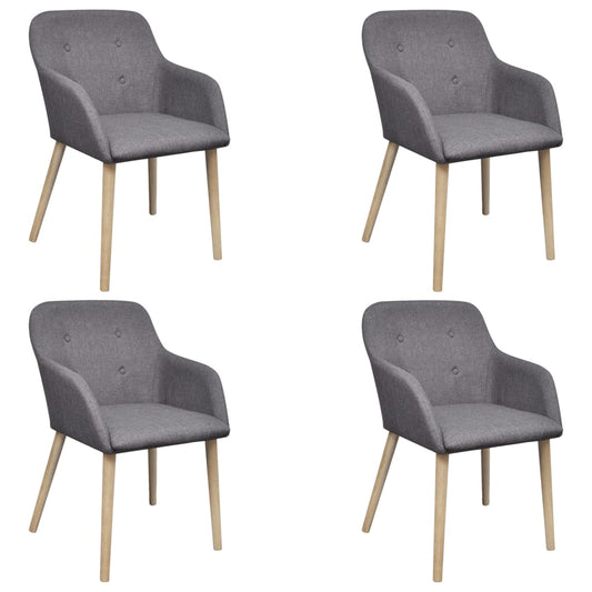 vidaXL Sillas de comedor 4 uds tela gris claro y madera maciza roble