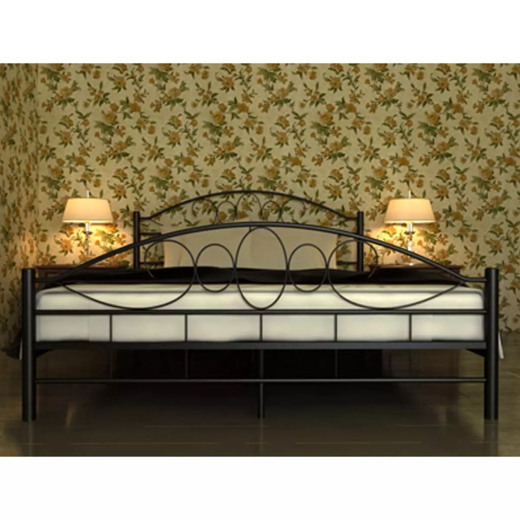 vidaXL Cama de metal negro con colchón 180x200 cm