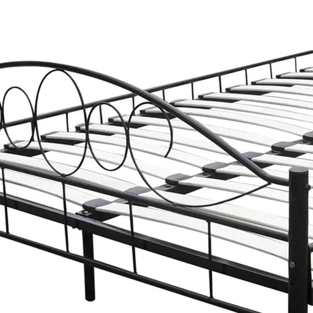 vidaXL Cama de metal negro con colchón 180x200 cm