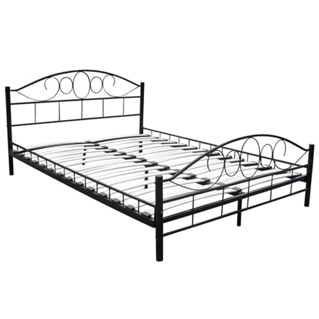 vidaXL Cama de metal negro con colchón 180x200 cm