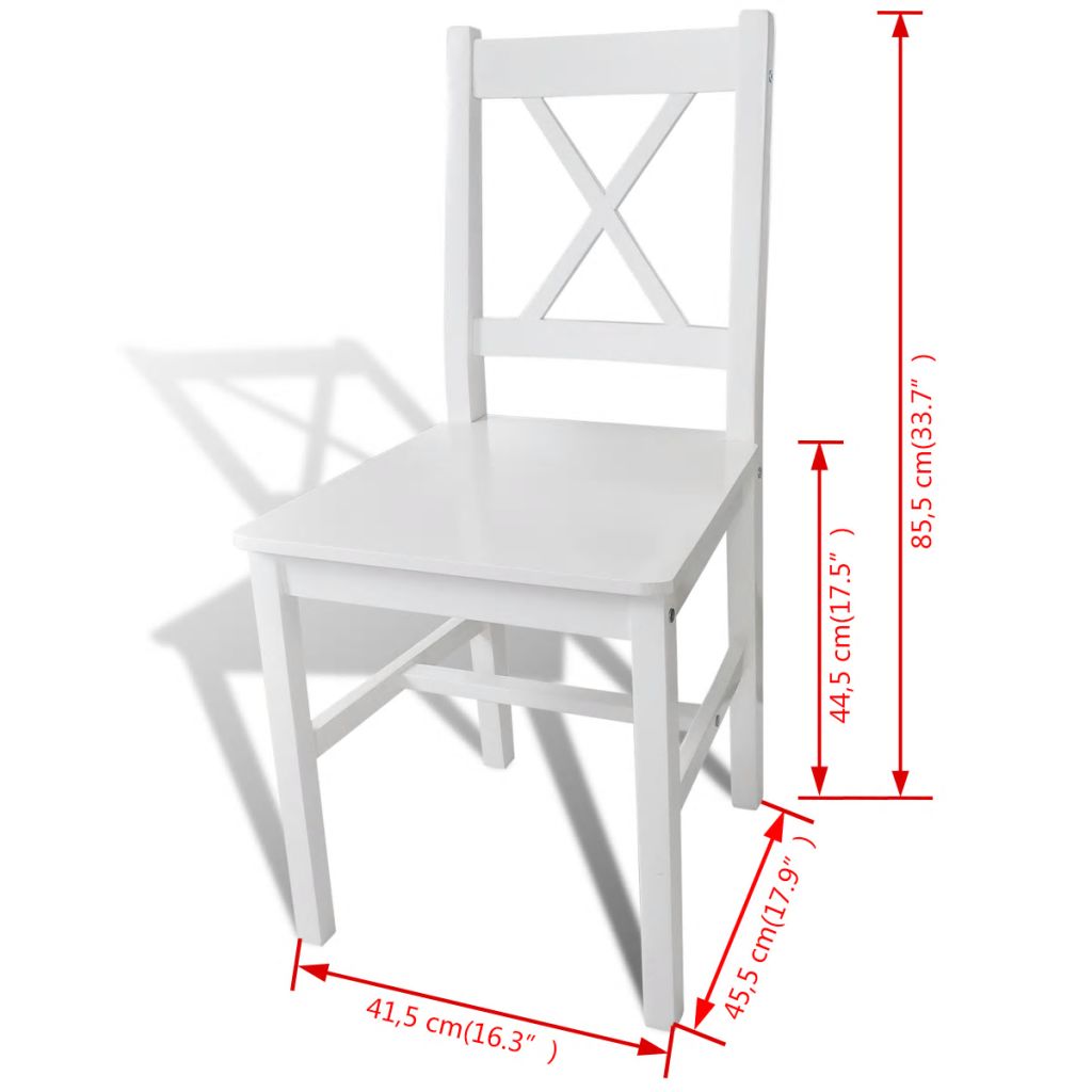 vidaXL Sillas de comedor 2 unidades madera de pino blancas