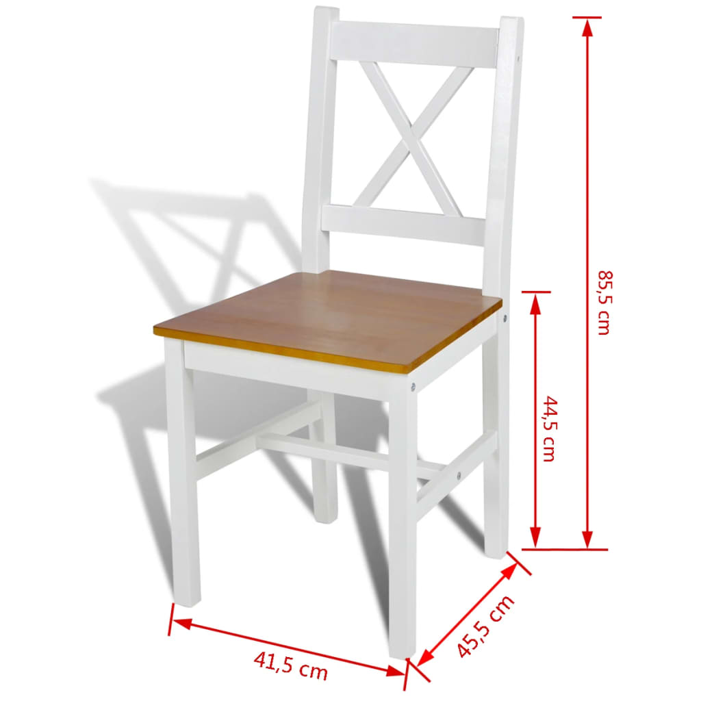 vidaXL Sillas de comedor 2 unidades madera de pino blancas