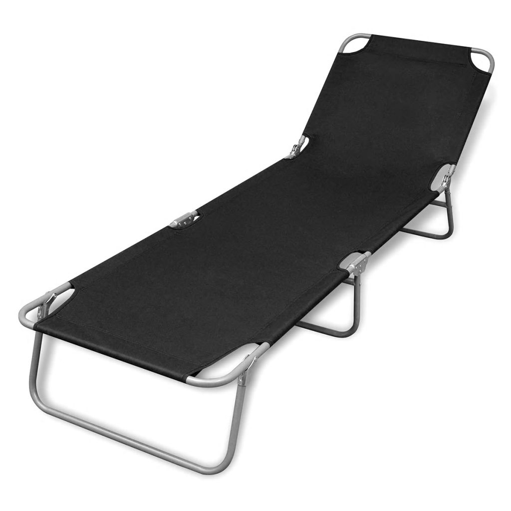 vidaXL Tumbona plegable de acero con recubrimiento polvo negro