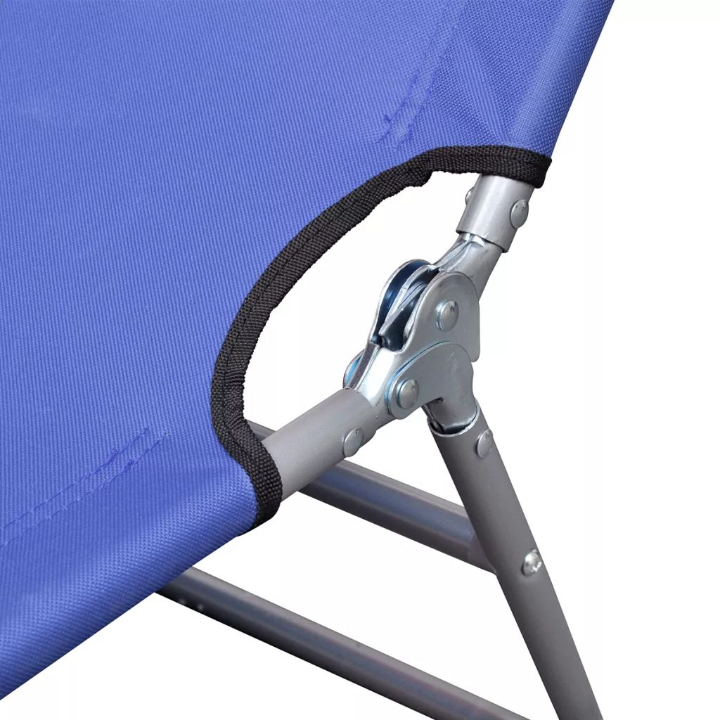 vidaXL Tumbona plegable de acero con cojín de cabeza acero azul