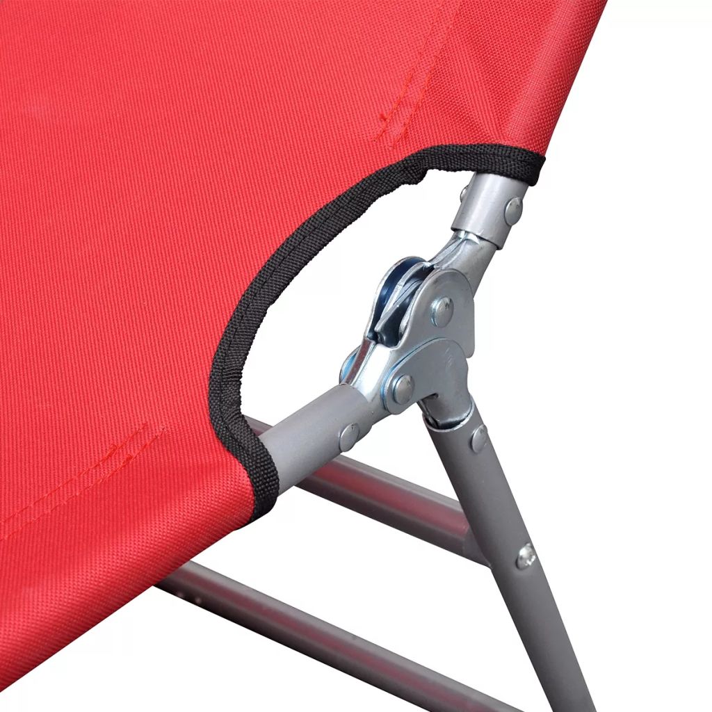 vidaXL Tumbona plegable de acero con cojín de cabeza acero roja