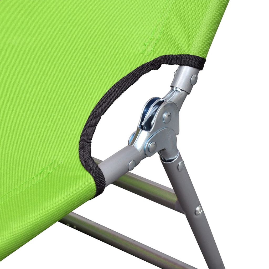 vidaXL Tumbona plegable de acero y cojín de cabeza acero verde manzana