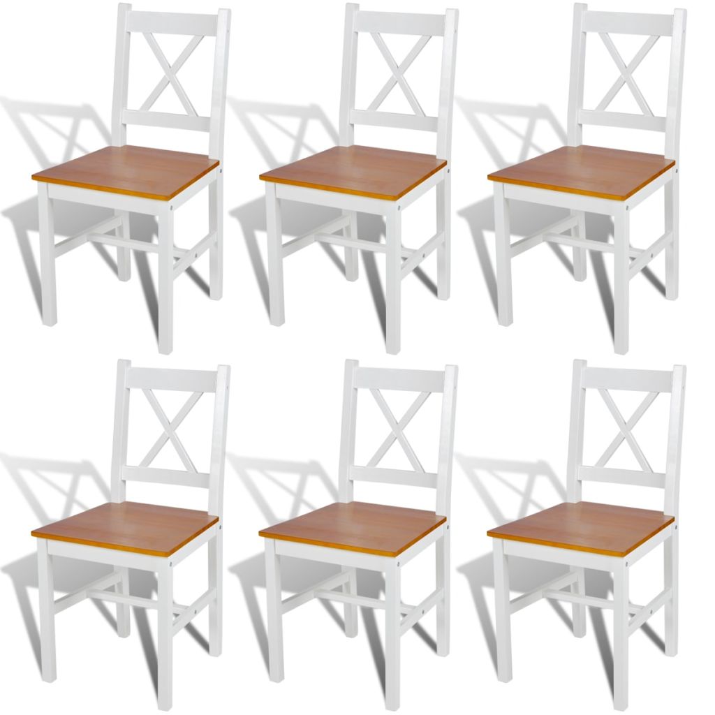 vidaXL Sillas de comedor 6 unidades madera de pino blanco