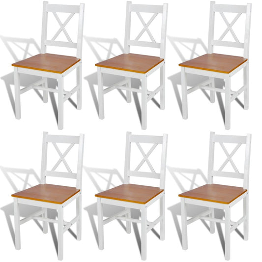 vidaXL Sillas de comedor 6 unidades madera de pino blanco