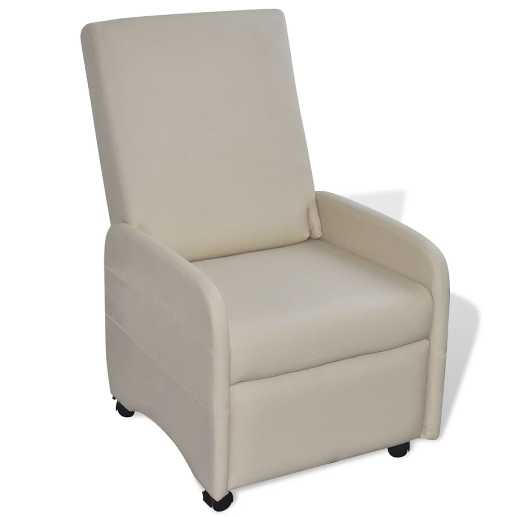 vidaXL Sillón plegable de cuero sintético color crema