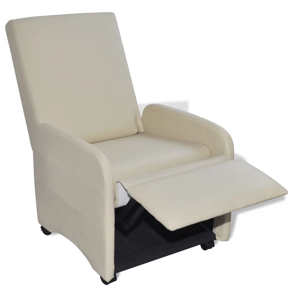 vidaXL Sillón plegable de cuero sintético color crema