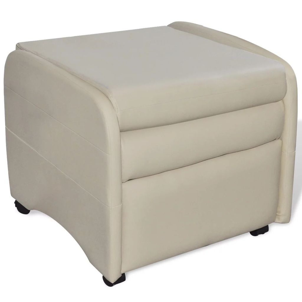 vidaXL Sillón plegable de cuero sintético color crema