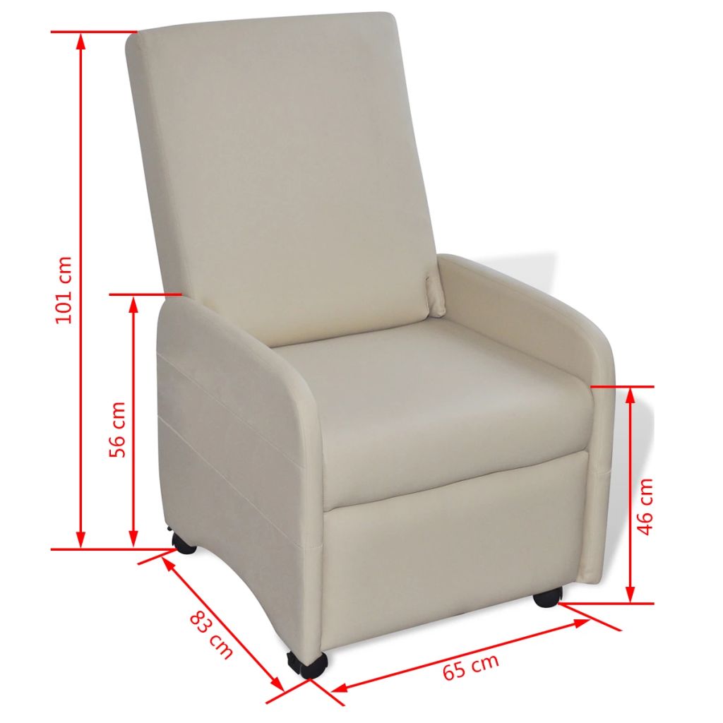 vidaXL Sillón plegable de cuero sintético color crema