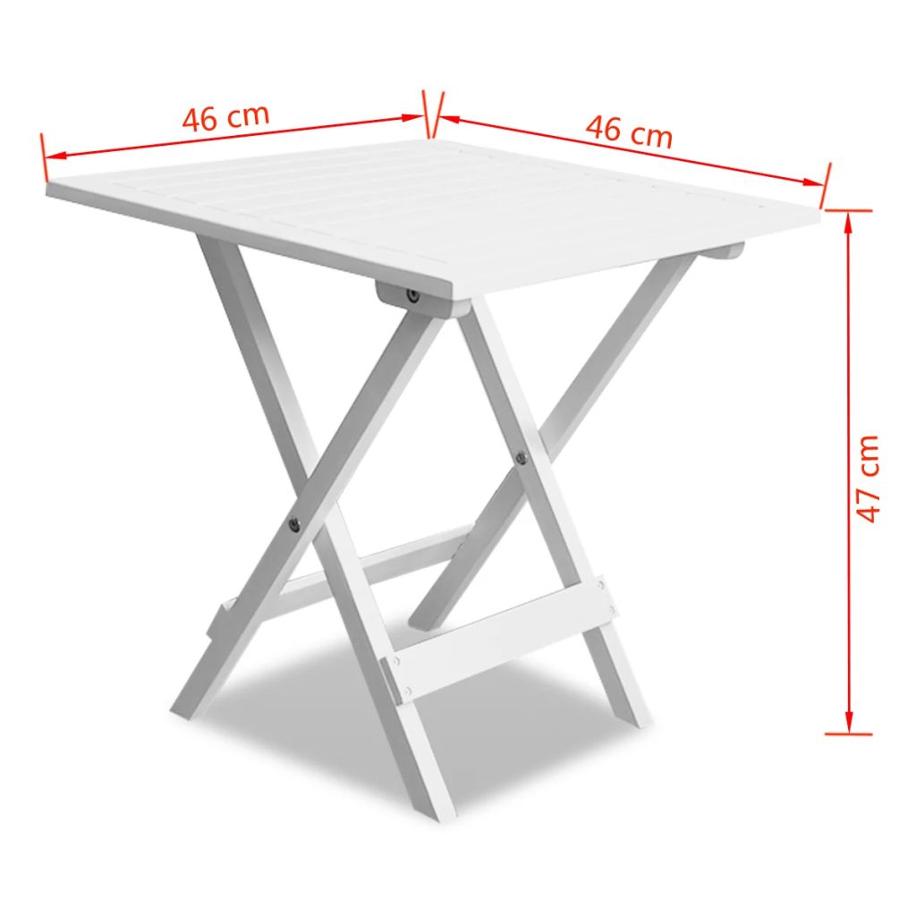 vidaXL Mesa terraza bistró madera maciza de acacia blanco 46x46x47 cm