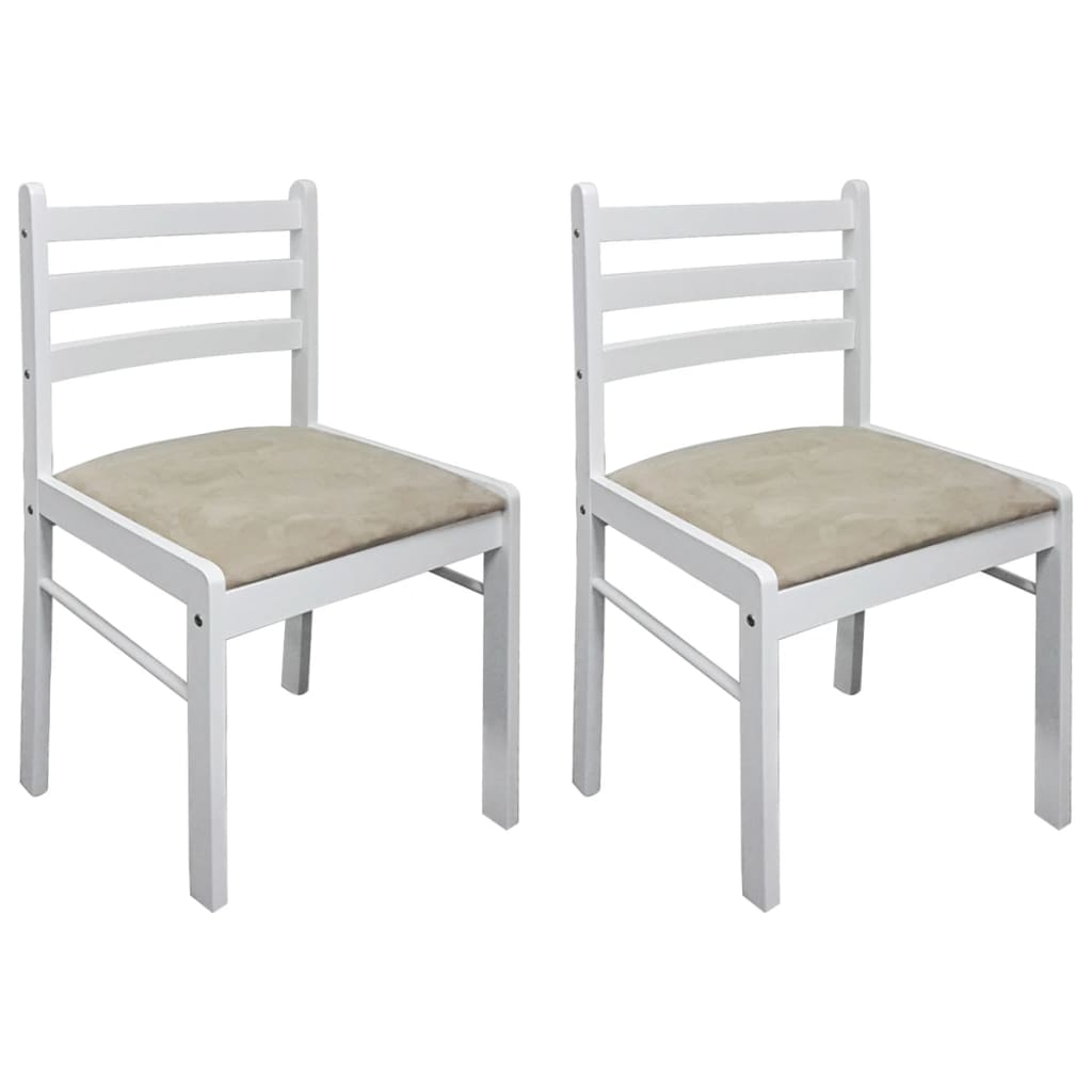 vidaXL Sillas de comedor 2 uds madera maciza caucho terciopelo blanco