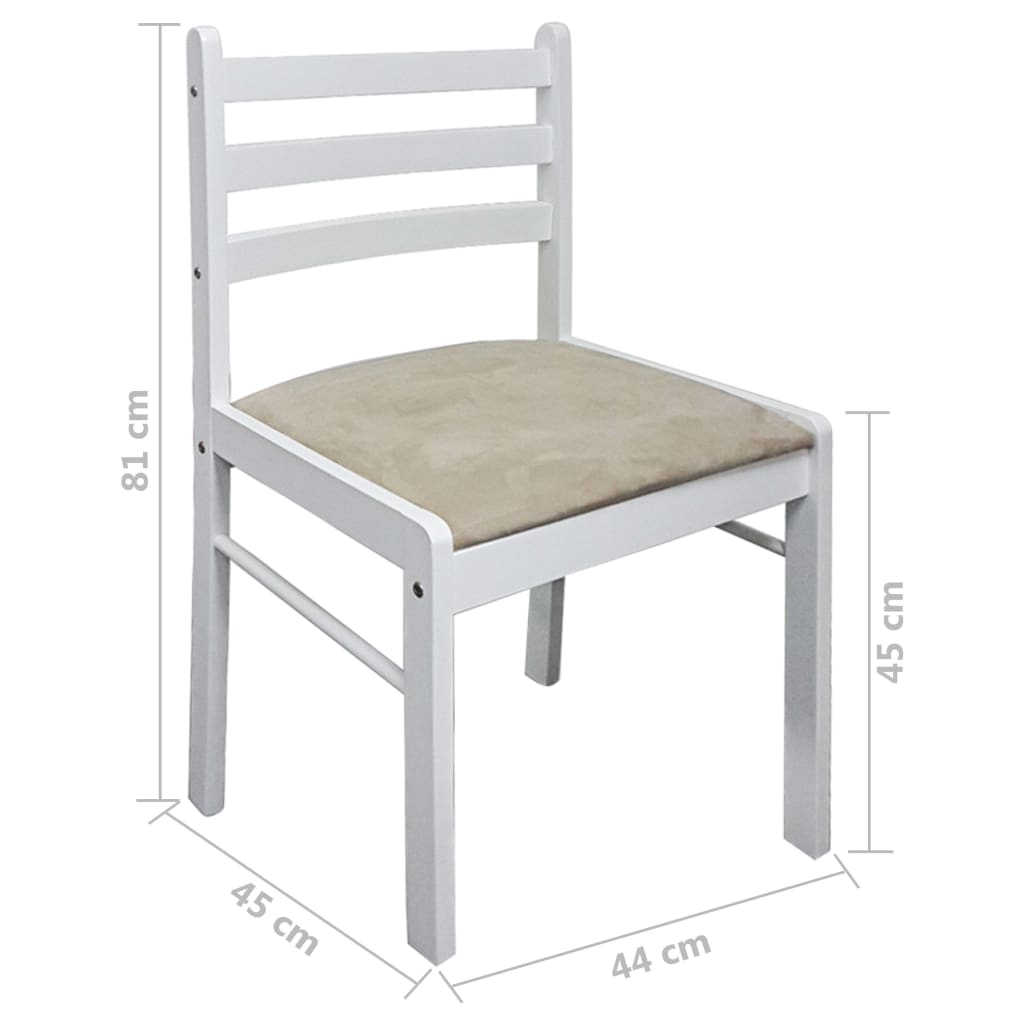 vidaXL Sillas de comedor 2 uds madera maciza caucho terciopelo blanco