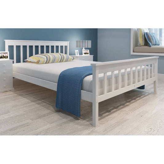 vidaXL Cama con colchón de madera de pino maciza 140x200 cm