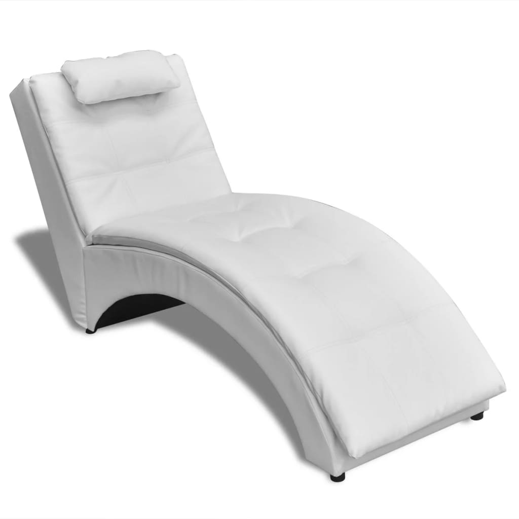 vidaXL Diván con almohada de cuero sintético blanco