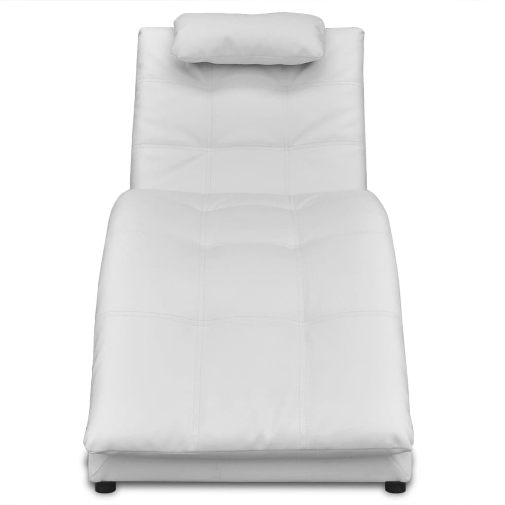 vidaXL Diván con almohada de cuero sintético blanco