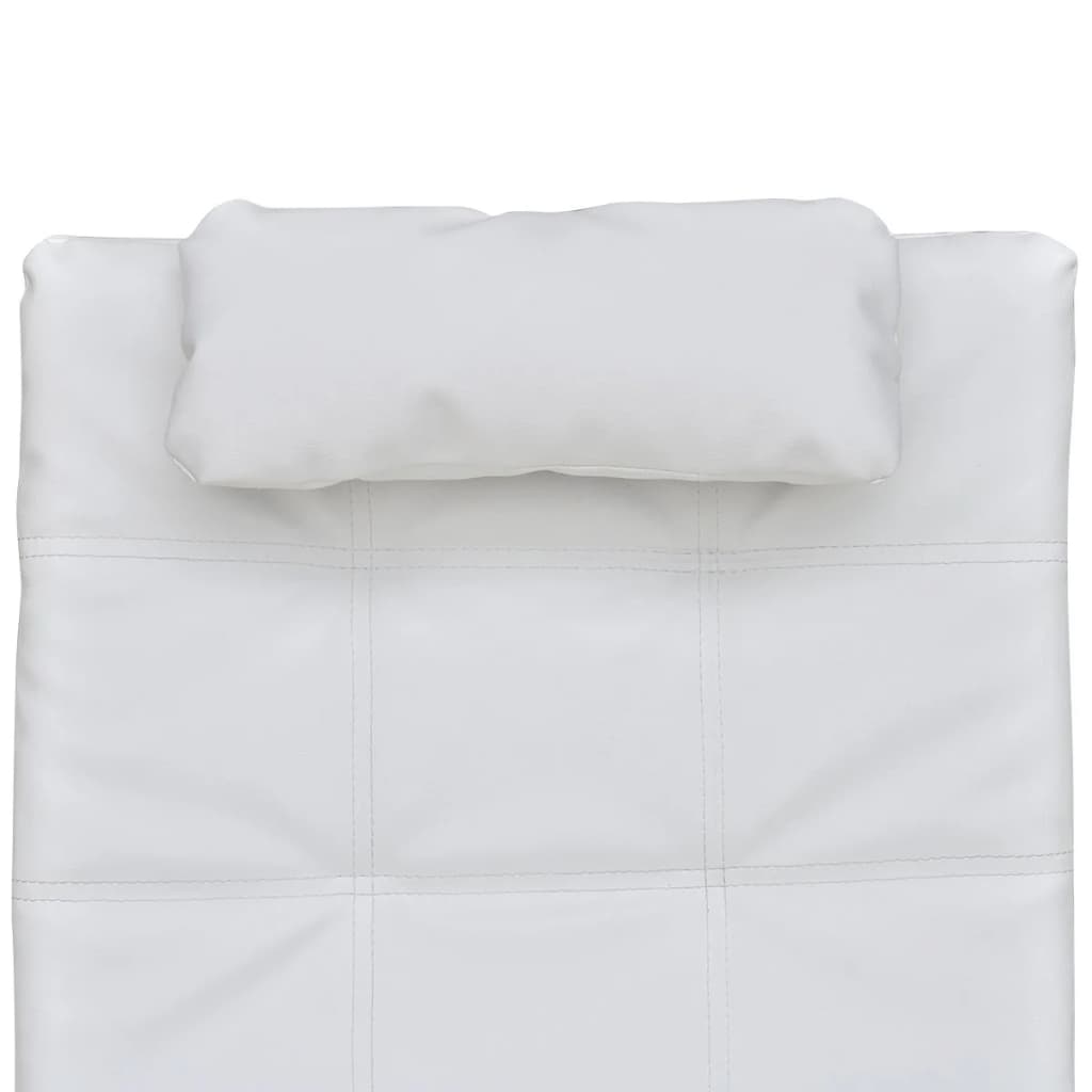 vidaXL Diván con almohada de cuero sintético blanco