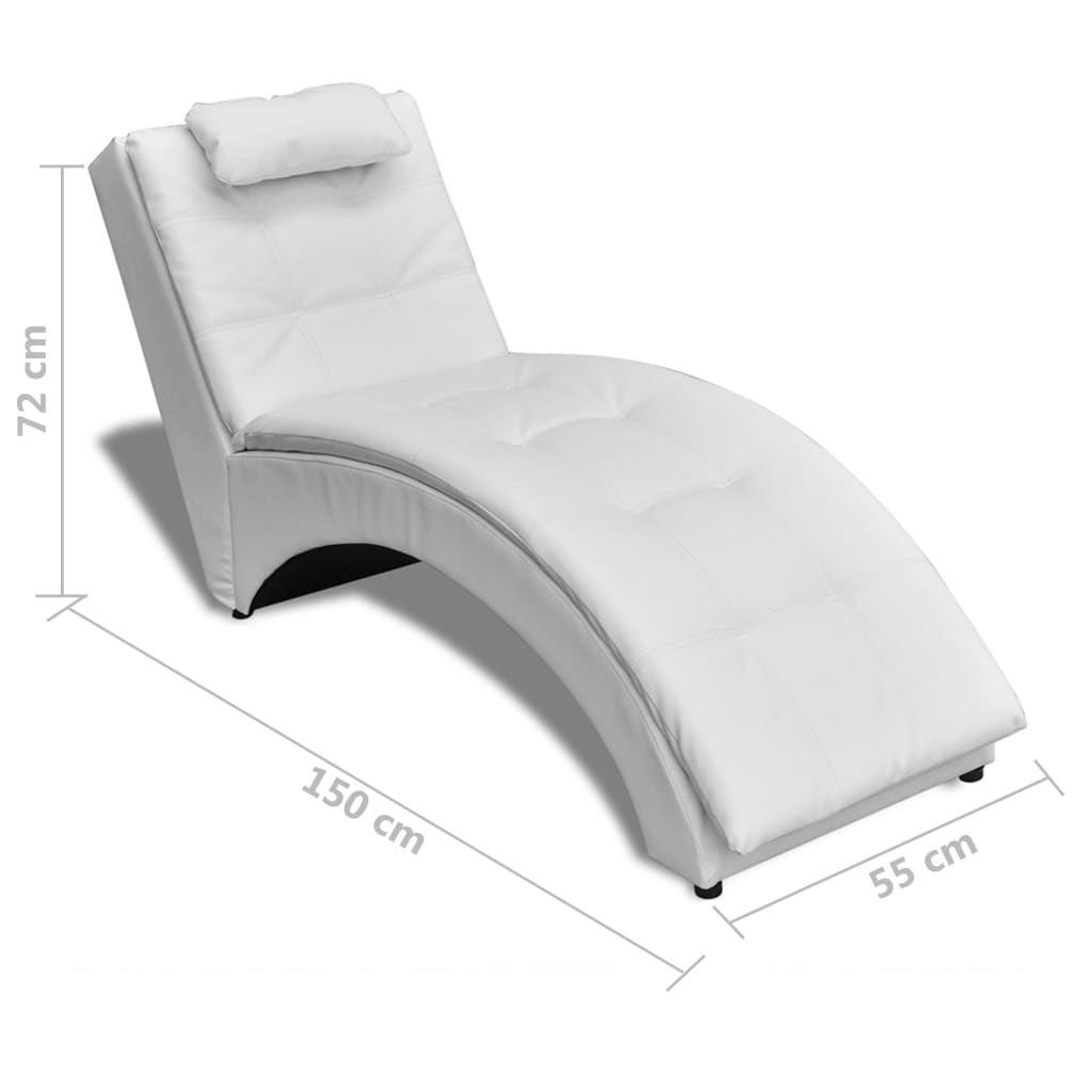 vidaXL Diván con almohada de cuero sintético blanco