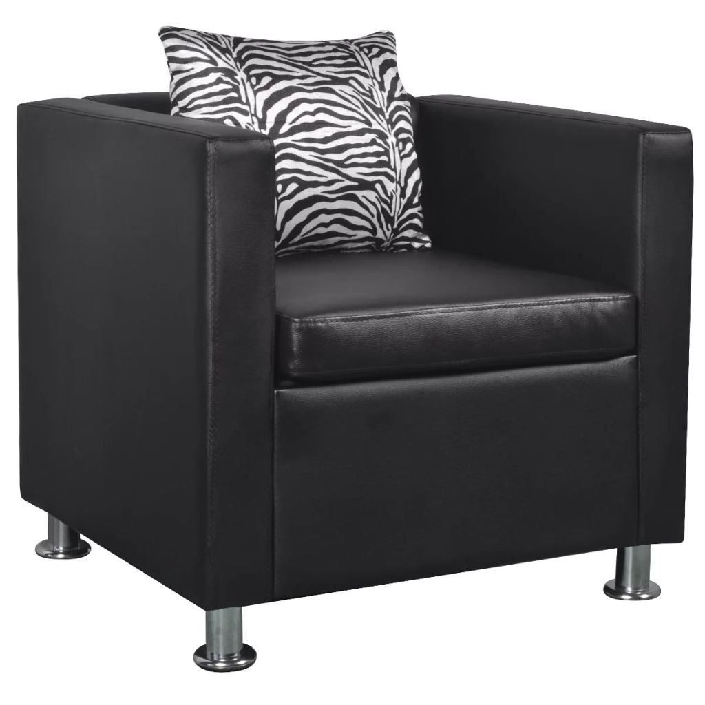 vidaXL Sillón de cuero sintético negro