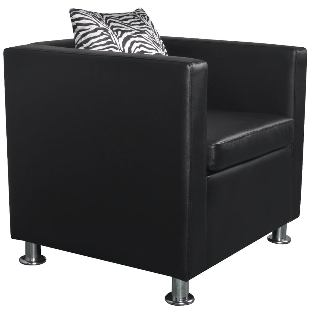 vidaXL Sillón de cuero sintético negro