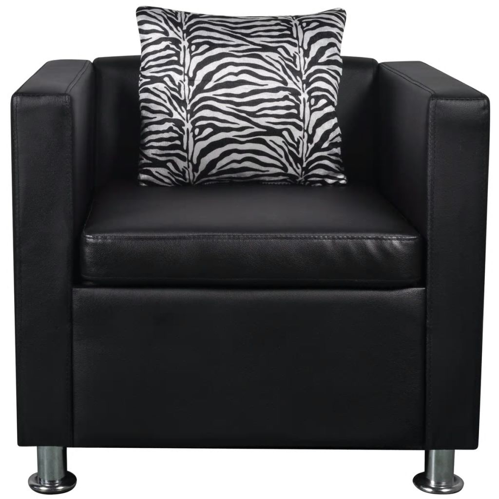 vidaXL Sillón de cuero sintético negro