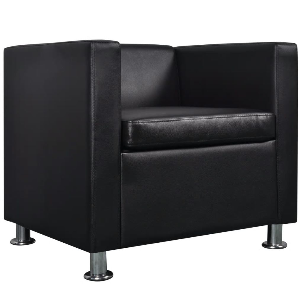 vidaXL Sillón de cuero sintético negro