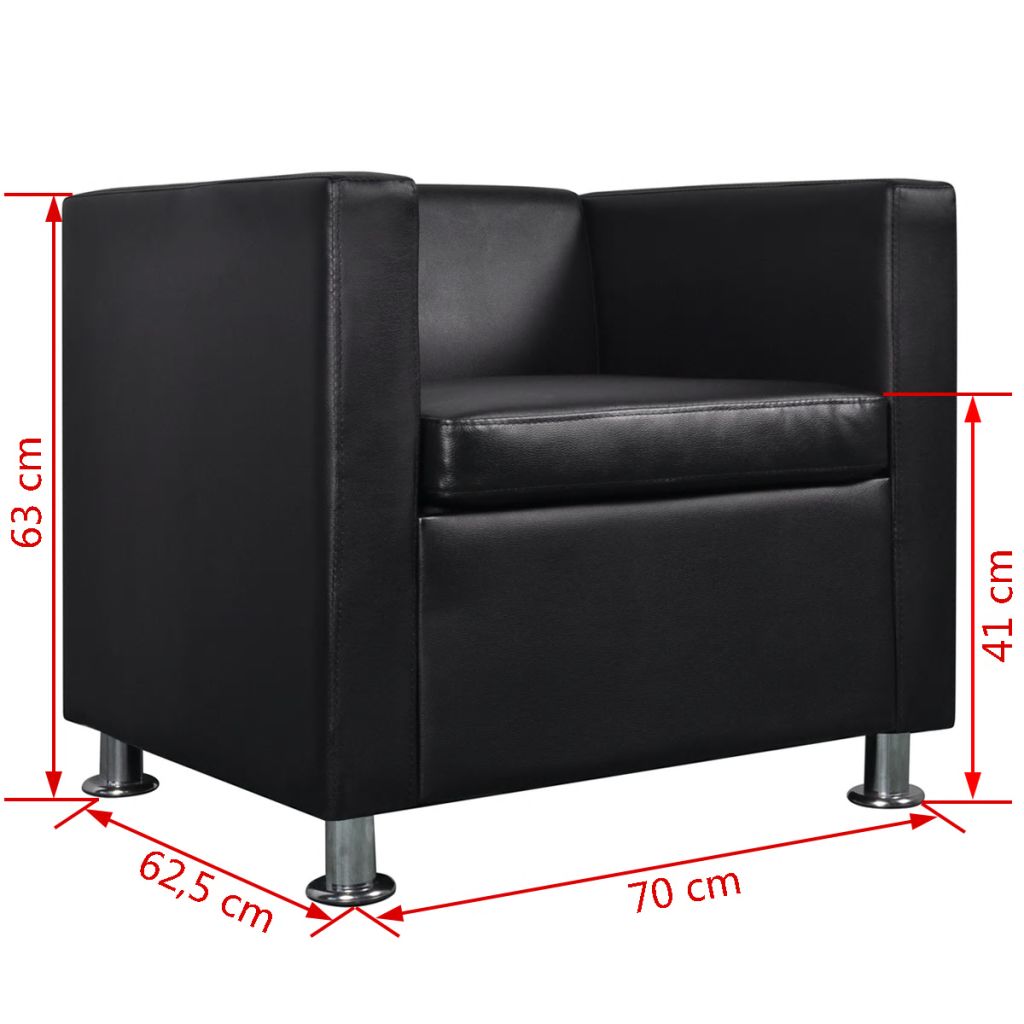 vidaXL Sillón de cuero sintético negro