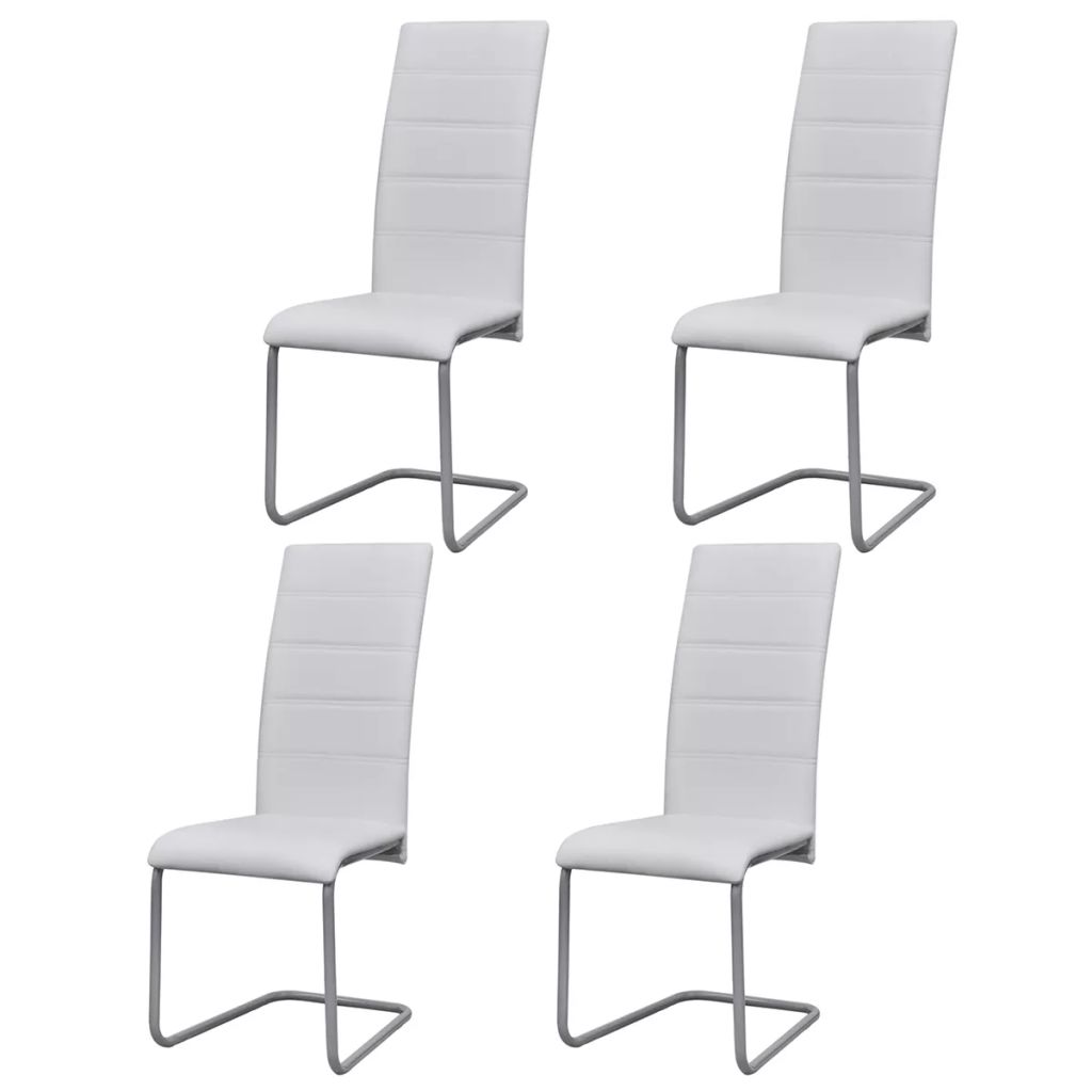 vidaXL Sillas de comedor voladizas 4 unidades de tela blanca