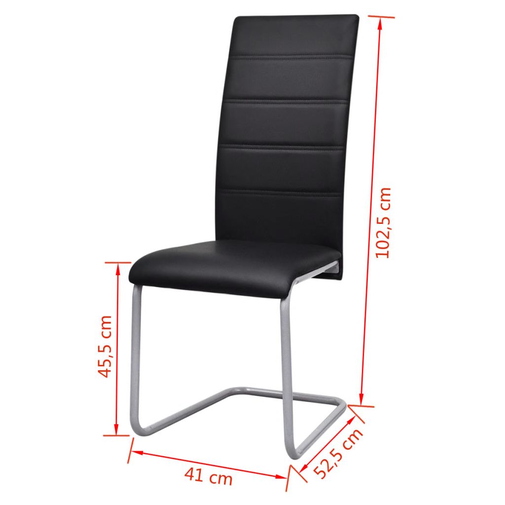 vidaXL Sillas de comedor voladizas 4 unidades cuero sintético negro