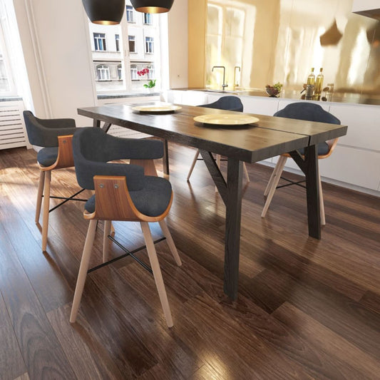 vidaXL Sillas de comedor 4 unidades madera curvada y tela gris oscuro