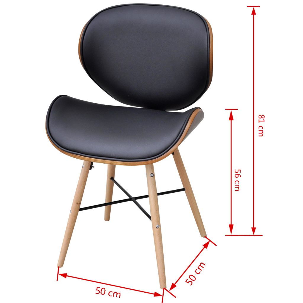 vidaXL Sillas de comedor 4 unidades cuero sintético y madera curvada