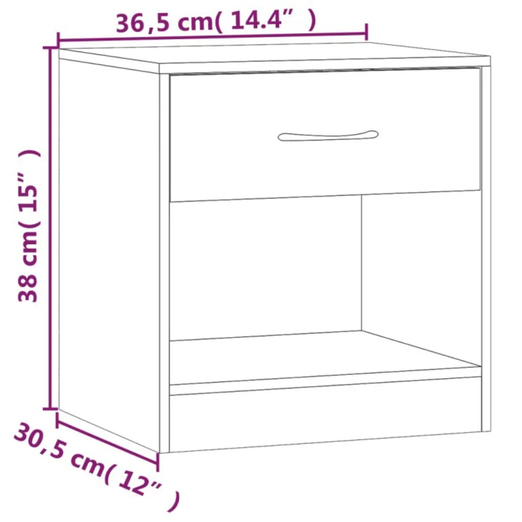 vidaXL Mesitas de noche con cajón 2 unidades blancas