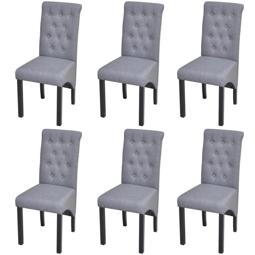 vidaXL Sillas de comedor 6 unidades tela gris claro