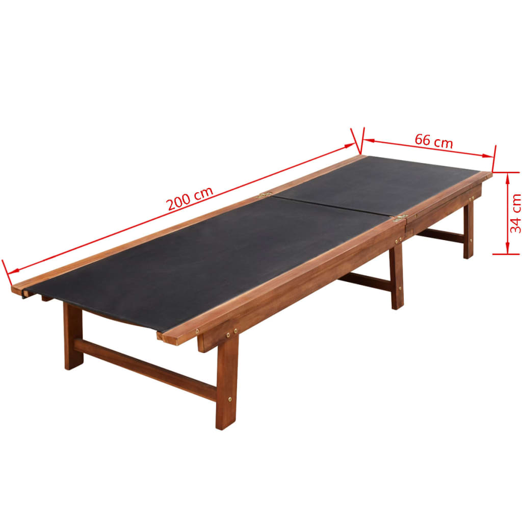 vidaXL Tumbona de madera maciza de acacia y textileno