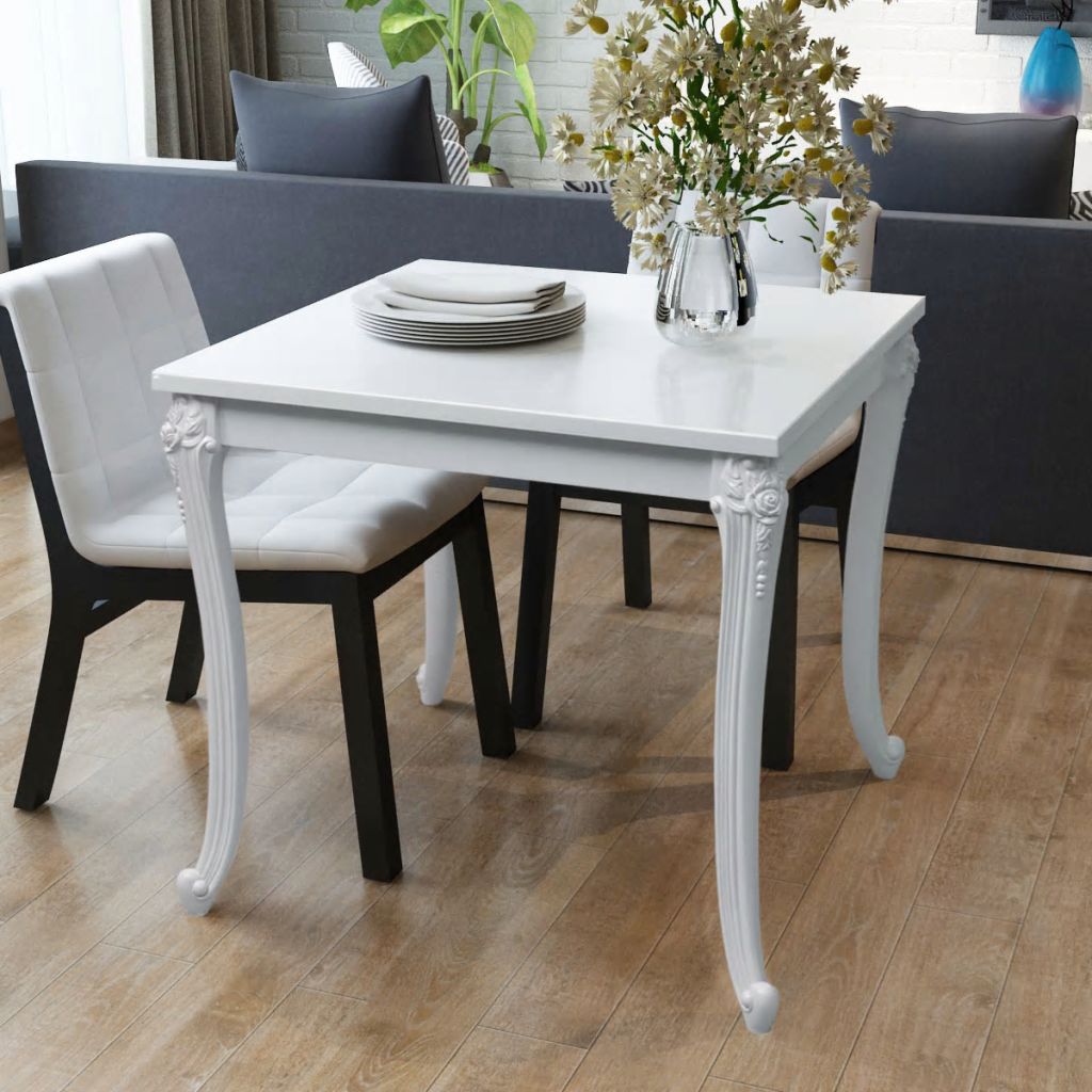 vidaXL Mesa de comedor blanco brillante 80x80x76 cm