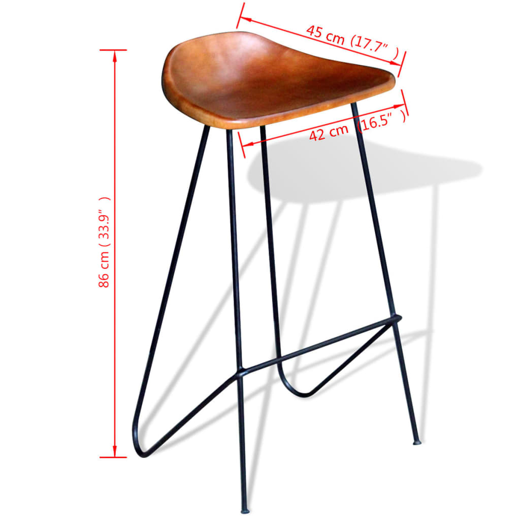 vidaXL Taburetes de cocina 2 unidades cuero auténtico negro y marrón