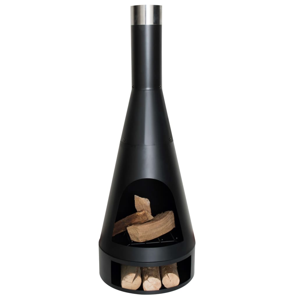 RedFire Chimenea Kingston de acero negro mate 43x120 cm