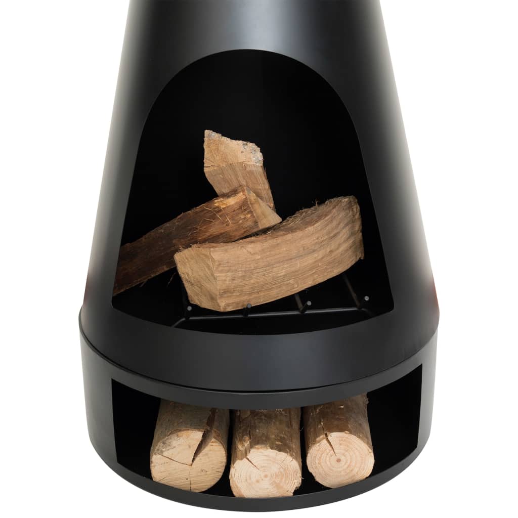 RedFire Chimenea Kingston de acero negro mate 43x120 cm