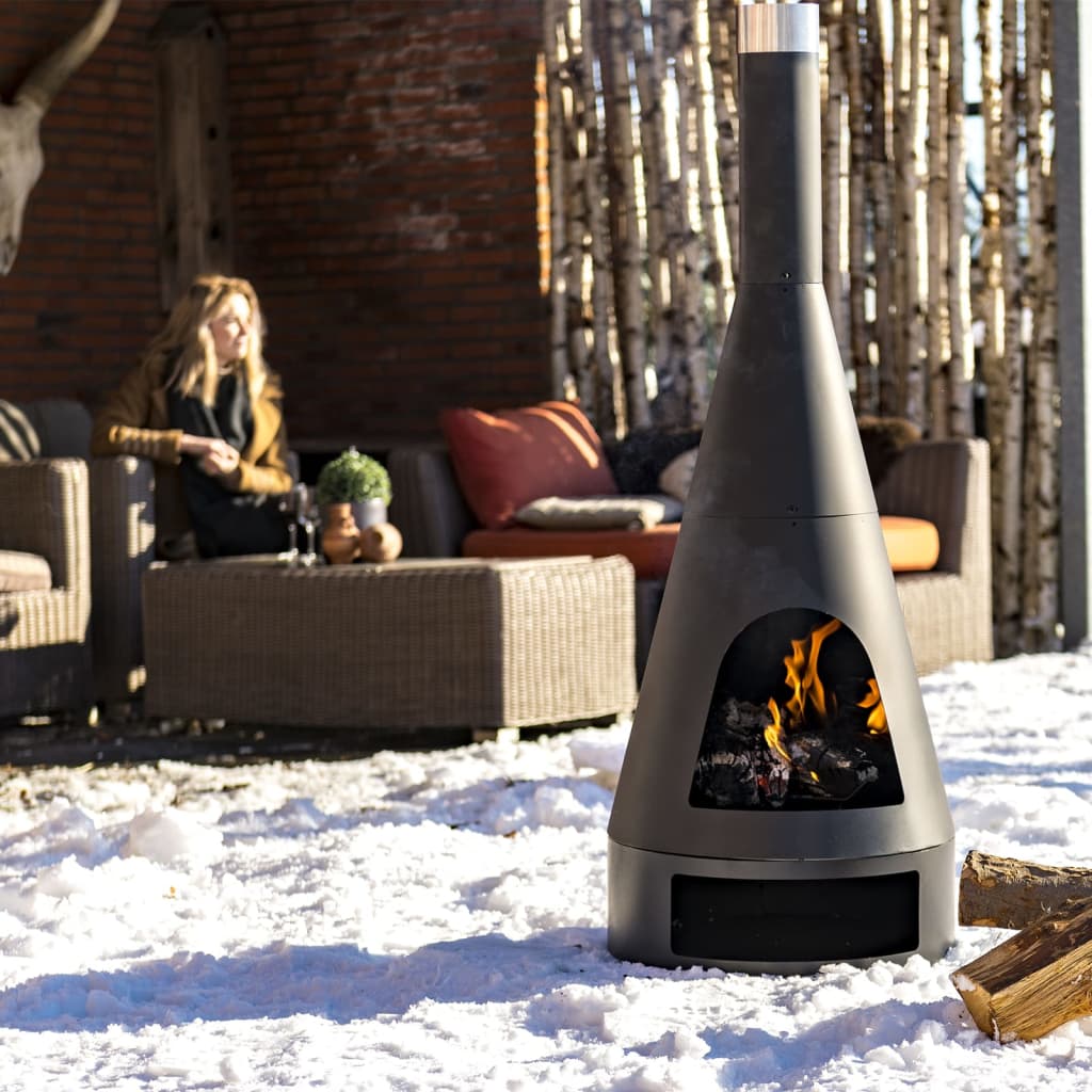 RedFire Chimenea Kingston de acero negro mate 43x120 cm