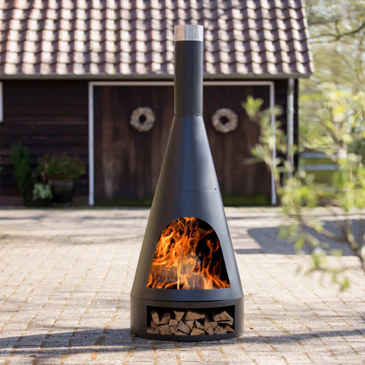 RedFire Chimenea Kingston de acero negro mate 43x120 cm