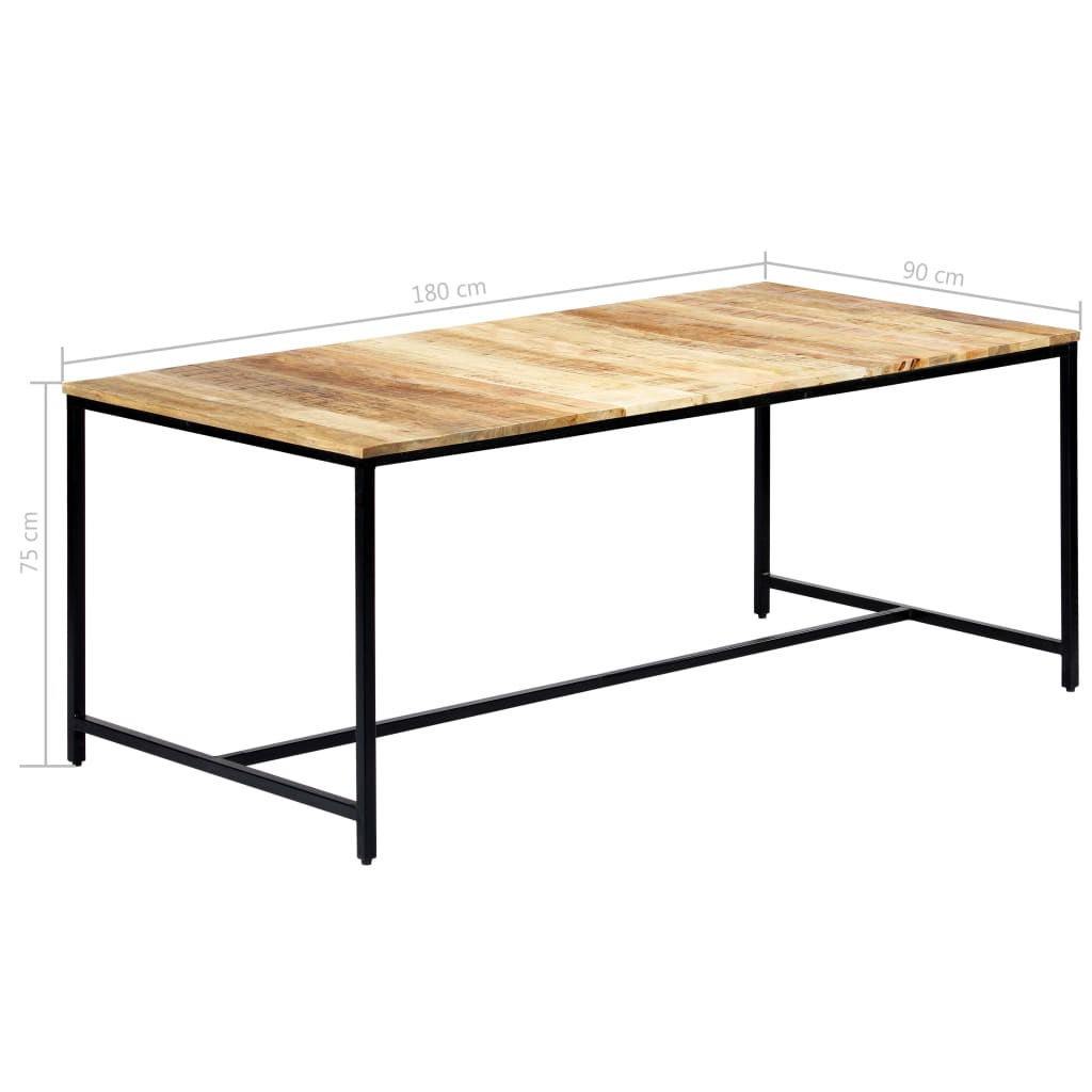 vidaXL Mesa de comedor madera maciza de mango rugosa 180x90x75 cm