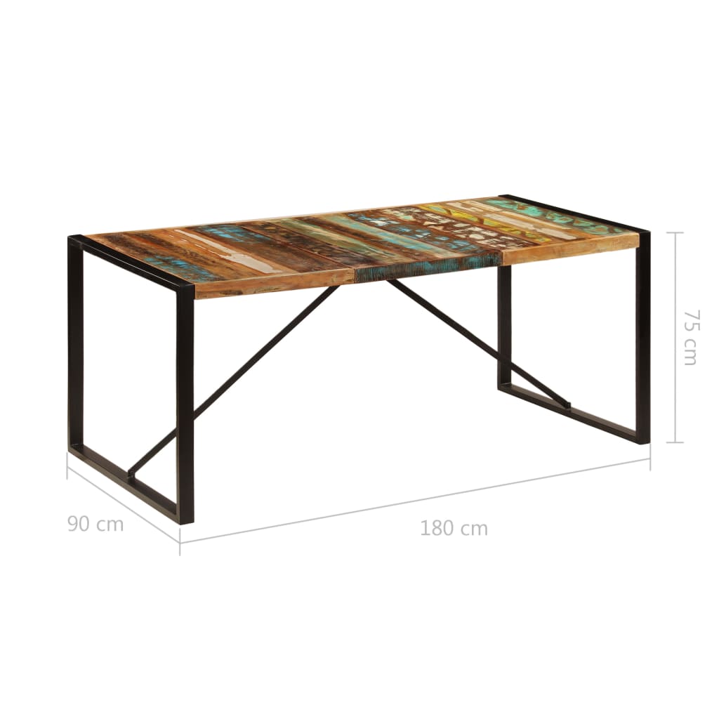 vidaXL Mesa de comedor de madera maciza reciclada 180x90x75 cm