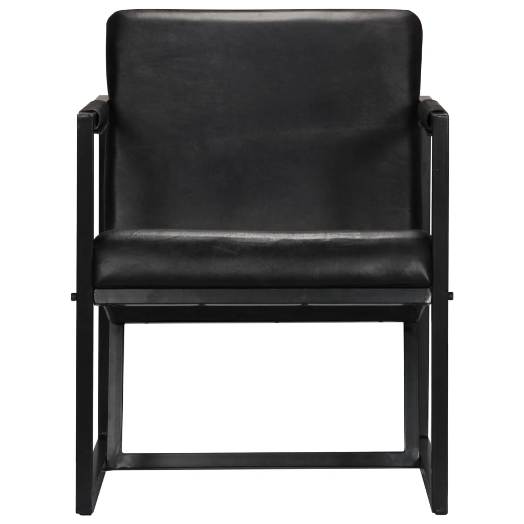 vidaXL Sillón de cuero auténtico negro