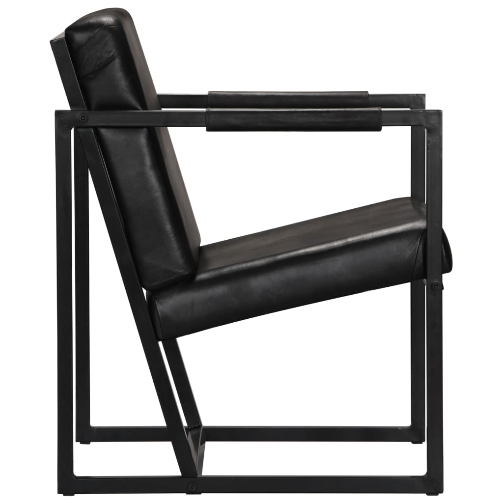 vidaXL Sillón de cuero auténtico negro