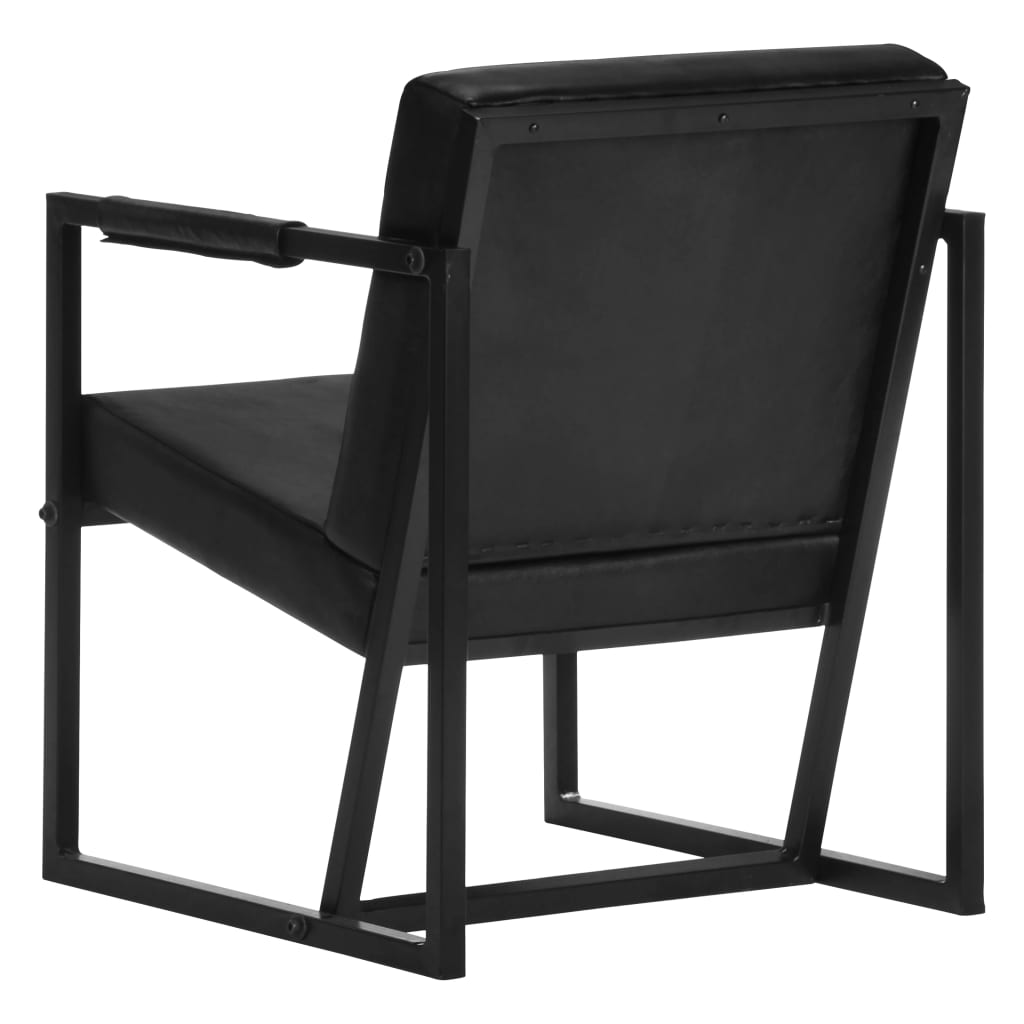 vidaXL Sillón de cuero auténtico negro